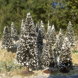 Diorama-Árbol de pino de cedro simulado de 5 piezas, decoración artesanal de Navidad, Escena de nieve de invierno, material de mesa de arena, accesorios de diseño de tren