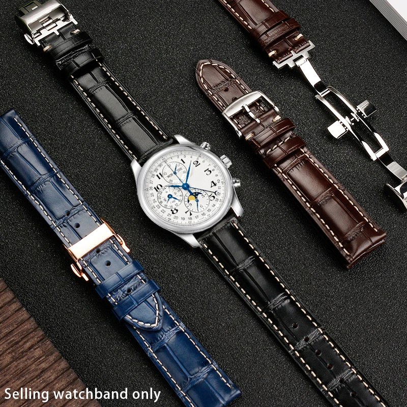 For Longines Masters Collection L3 L4 L2.628/L2.673 Watch Strap Cowhide Leather Butterfly Buckle watchband 19 20 21mm Wrist band