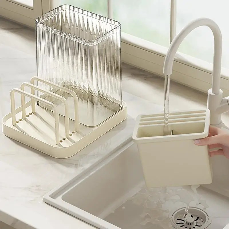 Kitchen Cutter Storage Integrated Chopstick Holder Compartment Storage Household Organizing Rack Space Saving Kitchen Storage