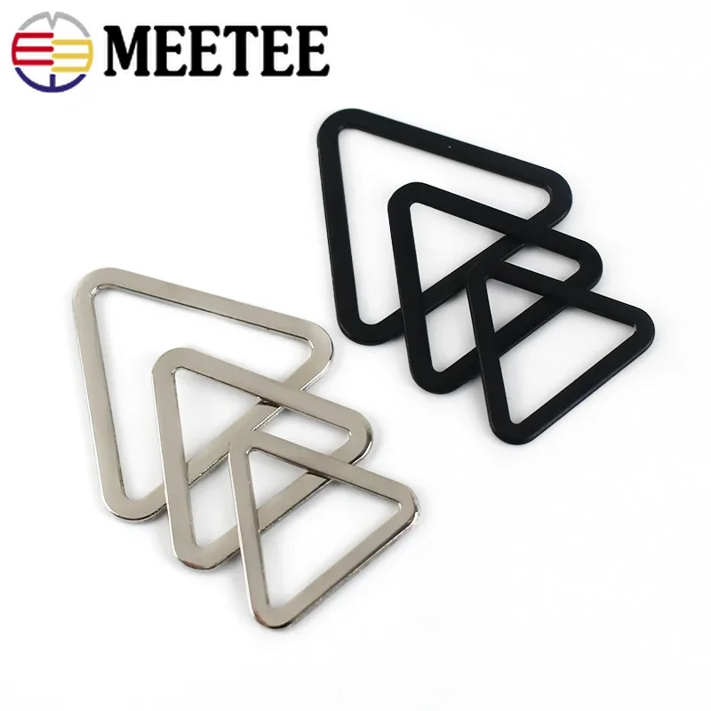 10 pz Meetee 18/25/30/40mm metallo triangolo anello fibbie fai da te indumento fatto a mano decorazione regolazione pulsante borse accessori Hardware