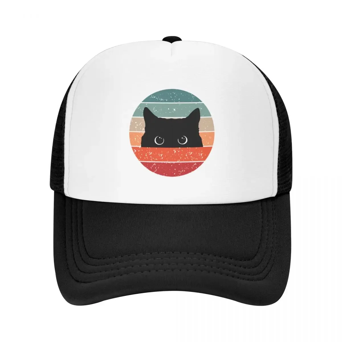 Black Cat Peeking Vintage Baseball Cap tea Hat Bobble Hat Kids Hat For Men Women's Sun Protection image 2