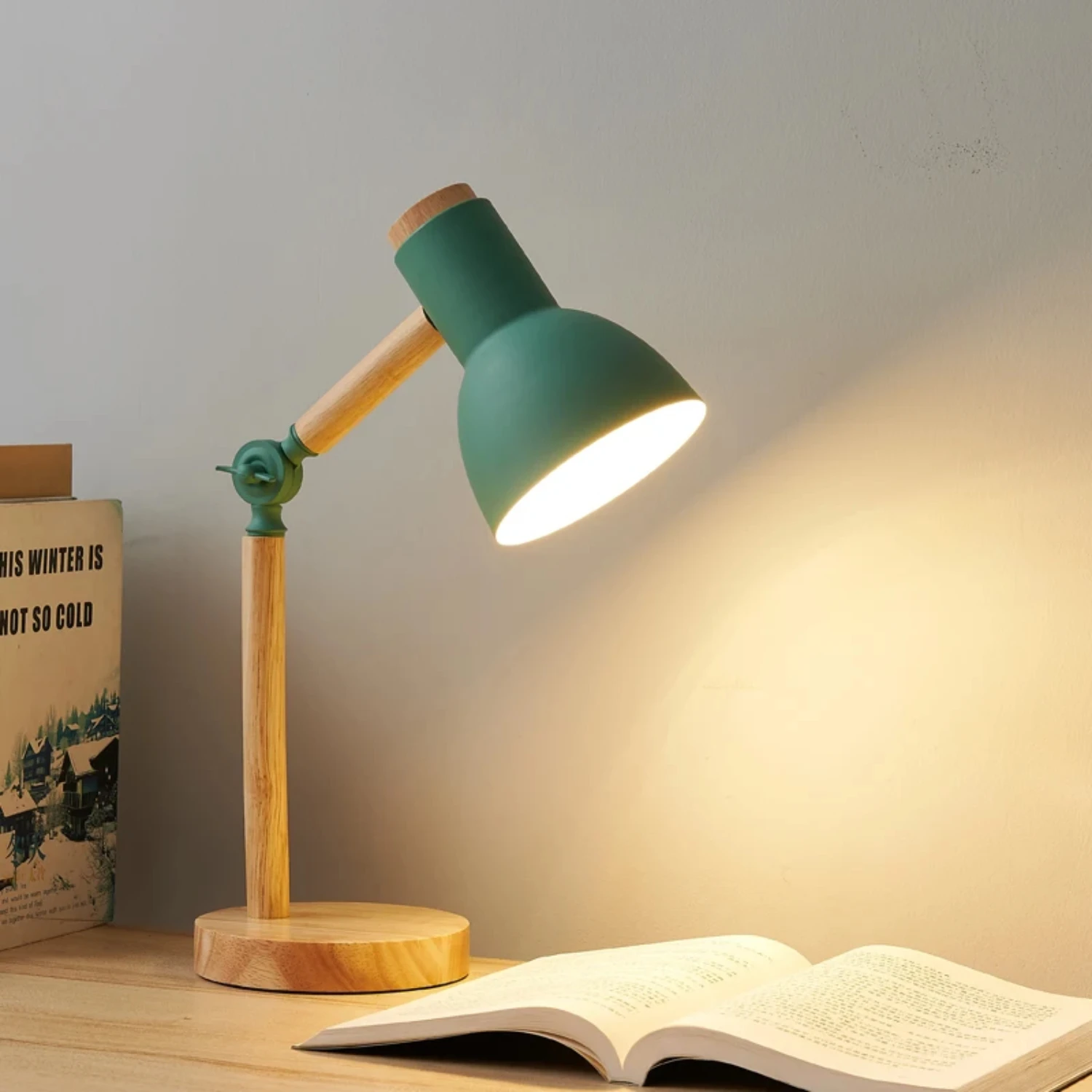 Creative Nordic Table Lamp Wooden Art LED Turn  Simple Bedside Desk Light/Eye Protection Reading&Bedroom Study Lamp