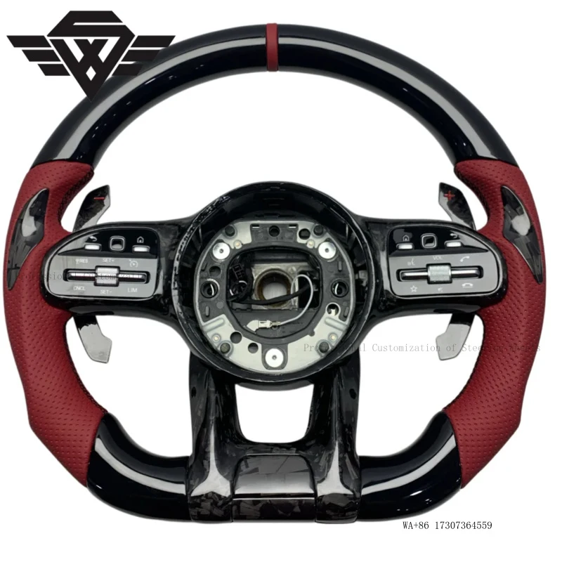Luxury Peach Wood Steering Wheel with Magnetic Paddles Suitable for Mercedes-Benz 809 AMG W205 W206 W222 W223 AMG 809  E Class