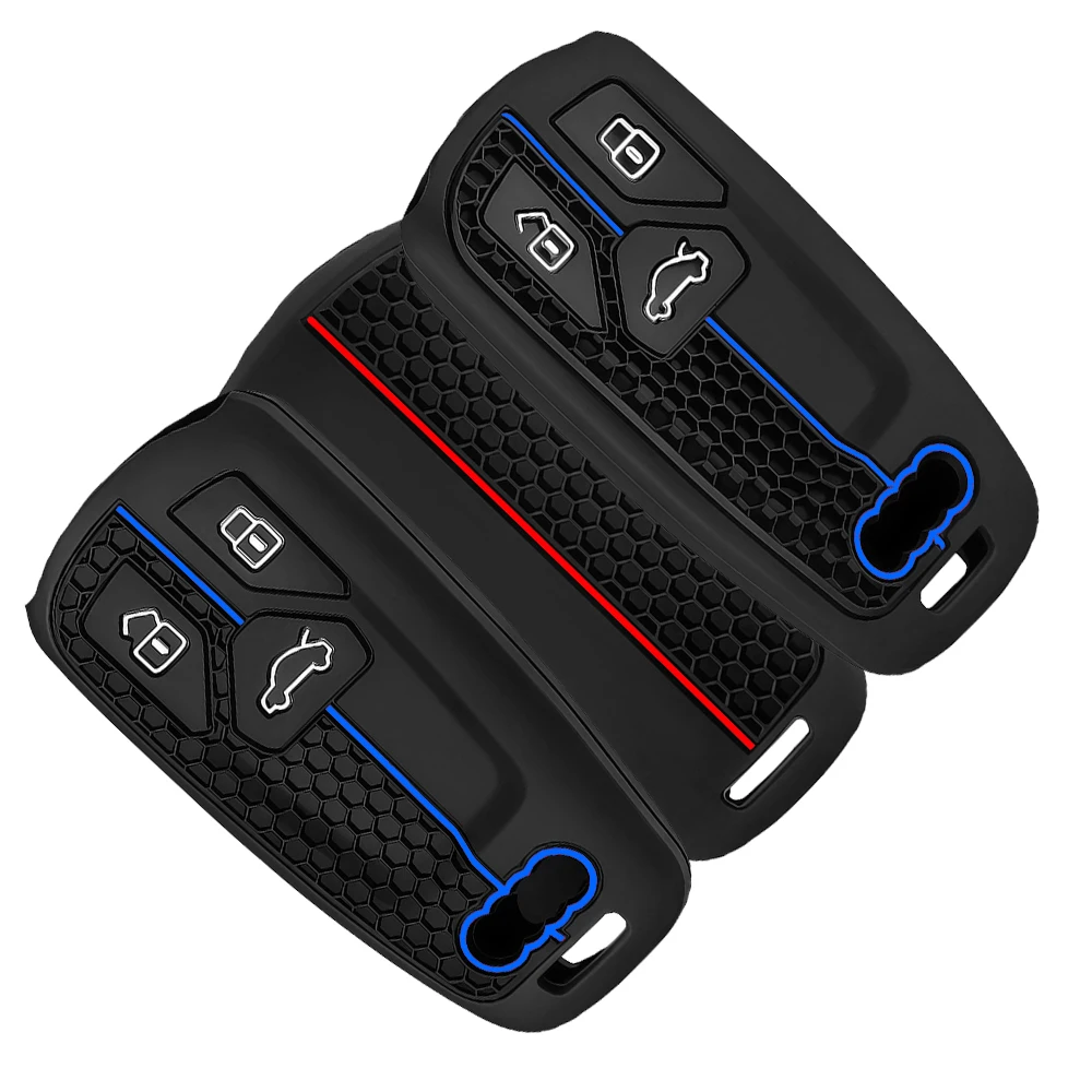 

Silicone Keychain For Car Keys Case Holder Key Cover For Audi Q5 Q7 TT A4 B9 A5 A6 8S 8W 4M S4 S5 S7 TTS TFSI RS Car Key Case