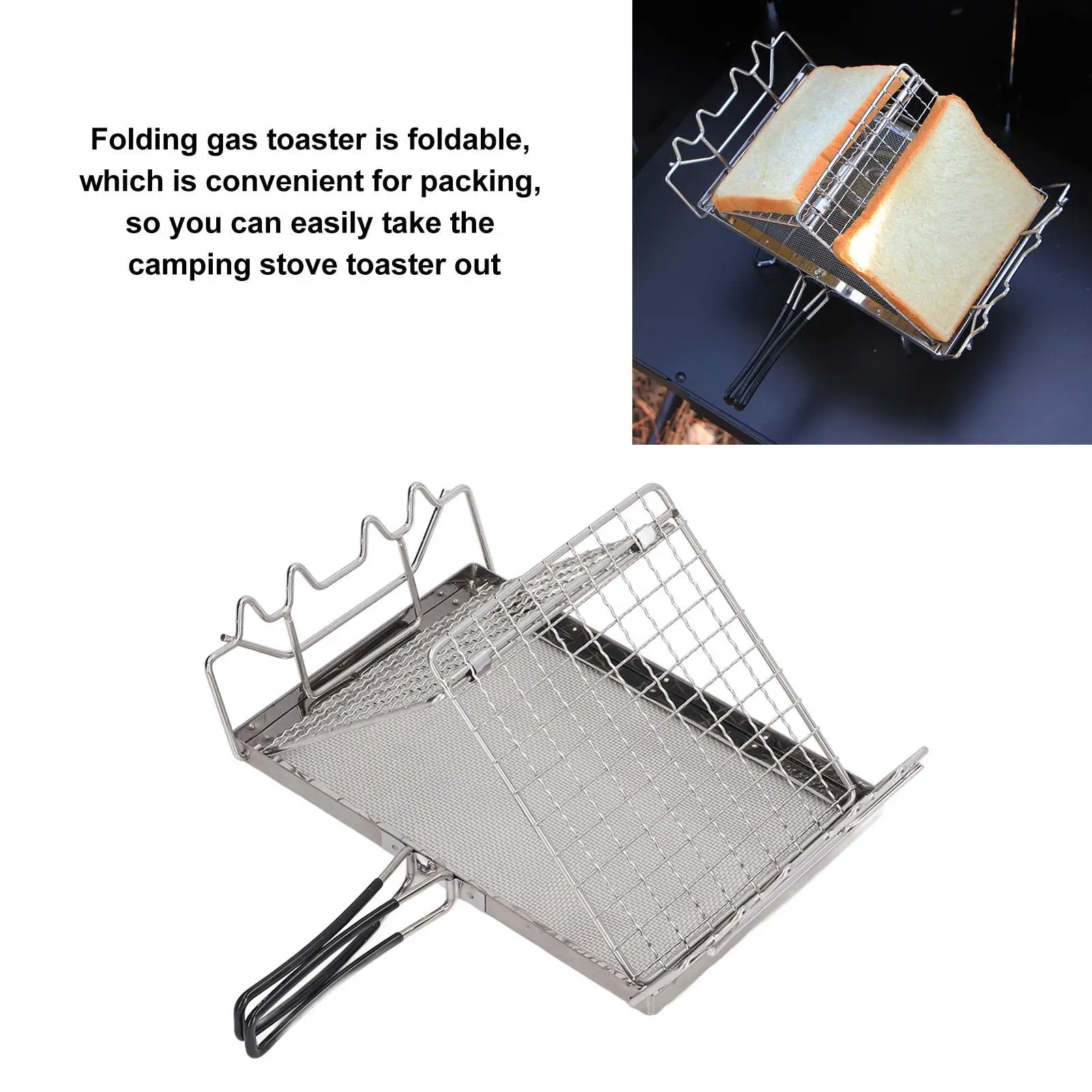 Foldable Stainless Steel Camping Stove Toaster - Portable Outdoor for picnic Grill with Stable Structure