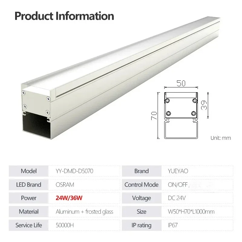 24W IP67 Waterproof Borderless Linear LED Inground Light Recessed Lamp with Precast Embedded Box Garden Landscape Underground