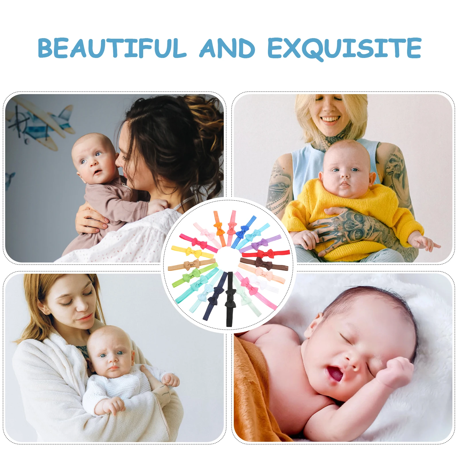 

20pcs Baby Bow Headband Hair Accessories Elastic Headwear For Newborn Kids Headbands Comfortable Breathable Solid