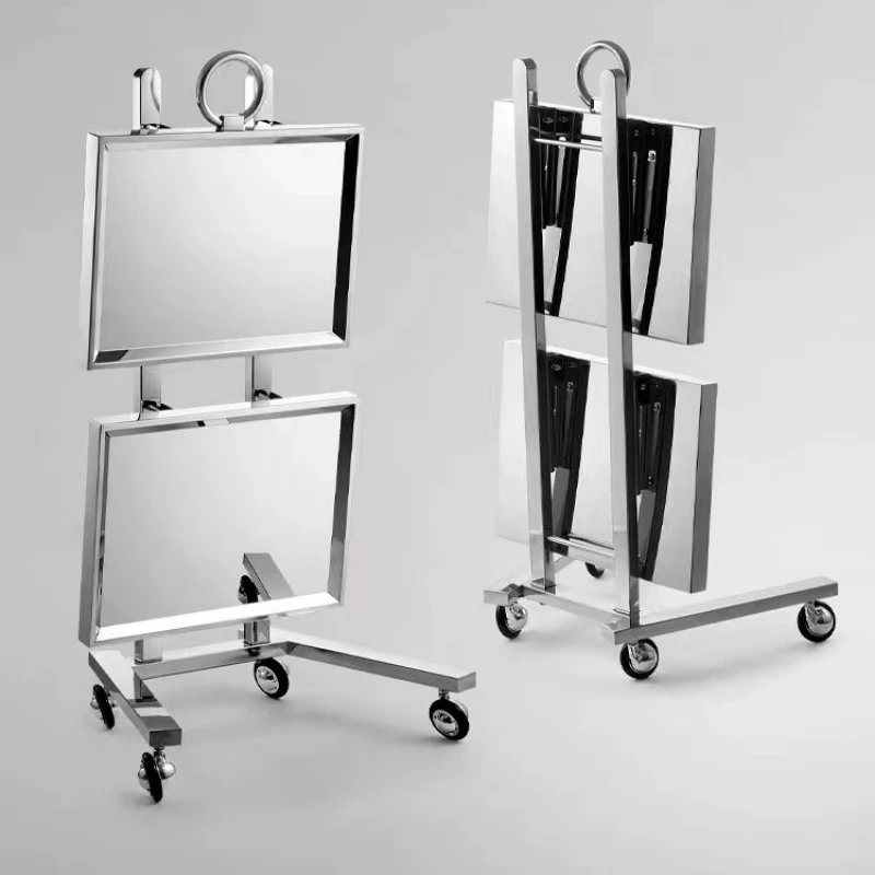 

Stainless Steel Folding Salon Trolley Mobile Tool Cart with Drawers for Beauty Barber Shops Durable Perm Dyeing