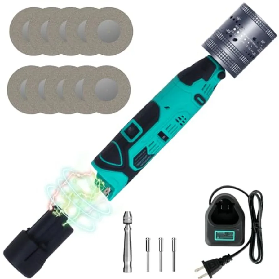 

Cordless Tungsten Electrode Sharpener Grinder for TIG Welding with 6 Sizes and 10 Angles Portable Rotary Tool Featuring 12V Bat