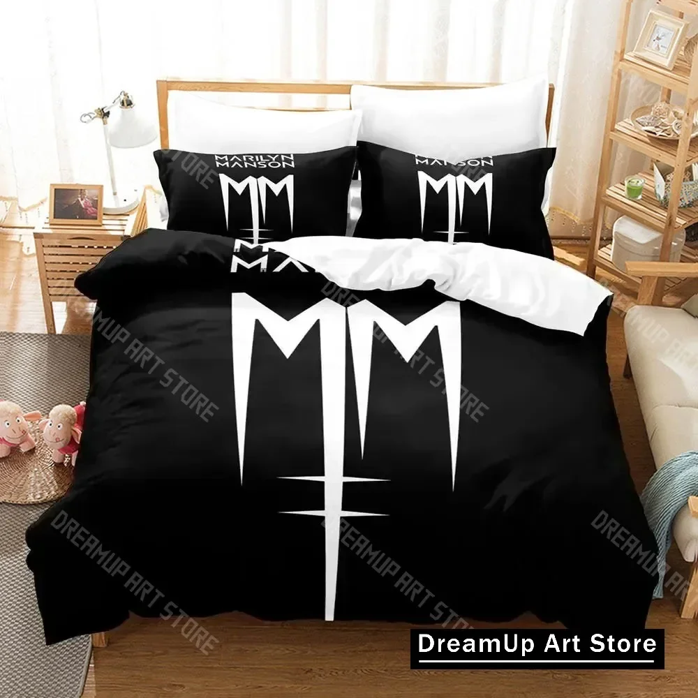 Parure de lit Marilyn Manson imprimée en 3D, pour garçons et filles, double, Queen, King Size, housse de couette, taie d'oreiller, Textile de maison pour garçons et adultes