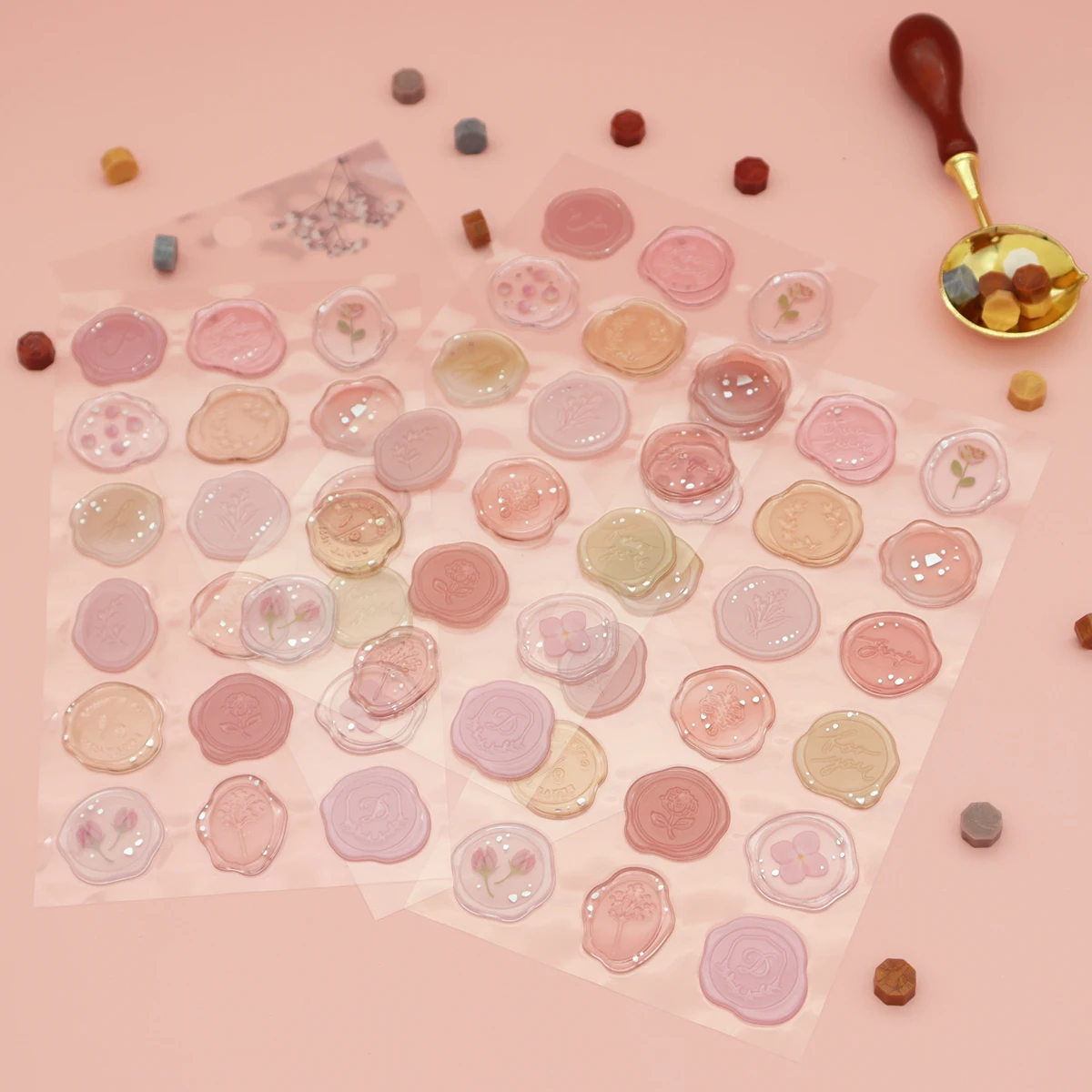 DIY Flower Imitation Fire Paint Seal Sticker Ins Style Hand Account Envelope Sealing Sticker Guka Decorative Sticker 18 Pieces