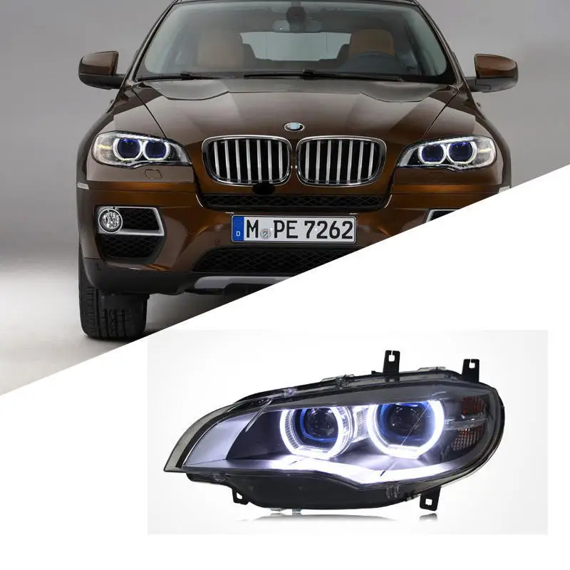 

Suitable for 08-14 X6 headlight assembly E71 modified new LED angel eye daytime running light LED lens