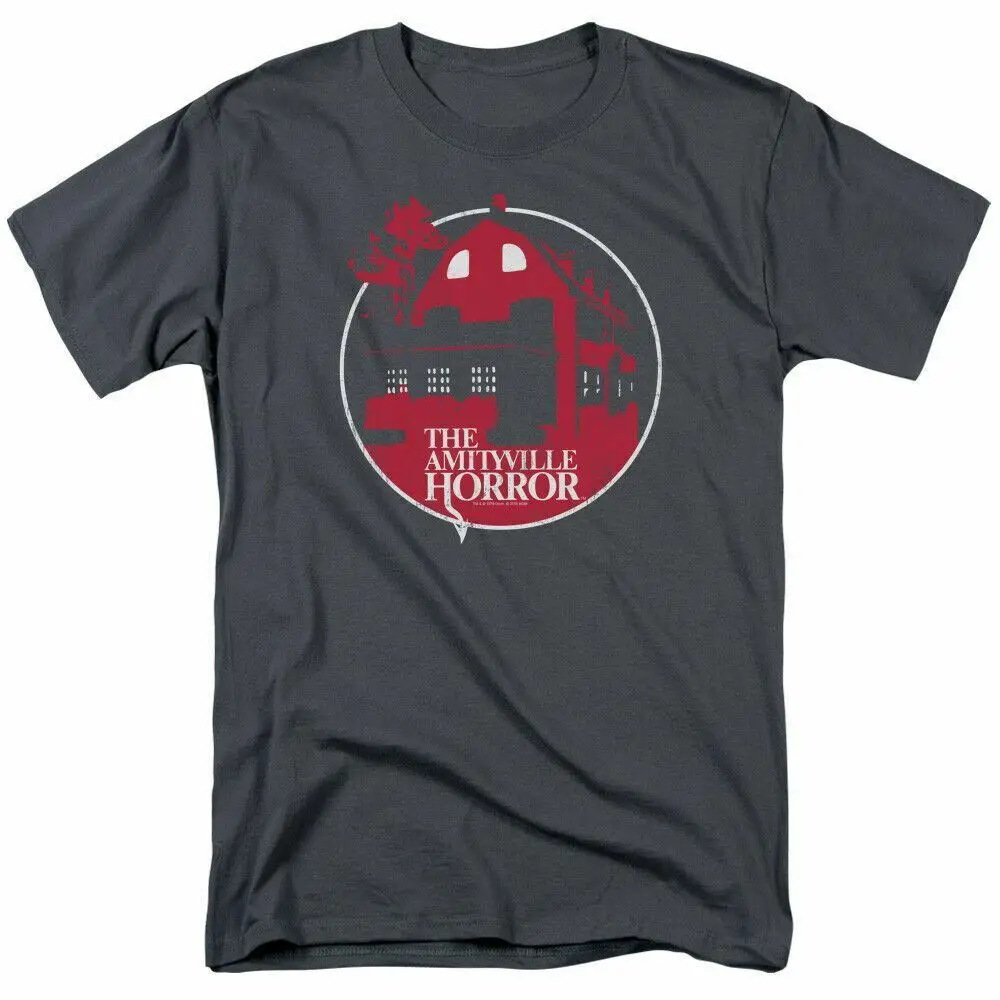 

The Amityville Horror Red House T Shirt Licensed Horror Movie Retro Tee Charcoal