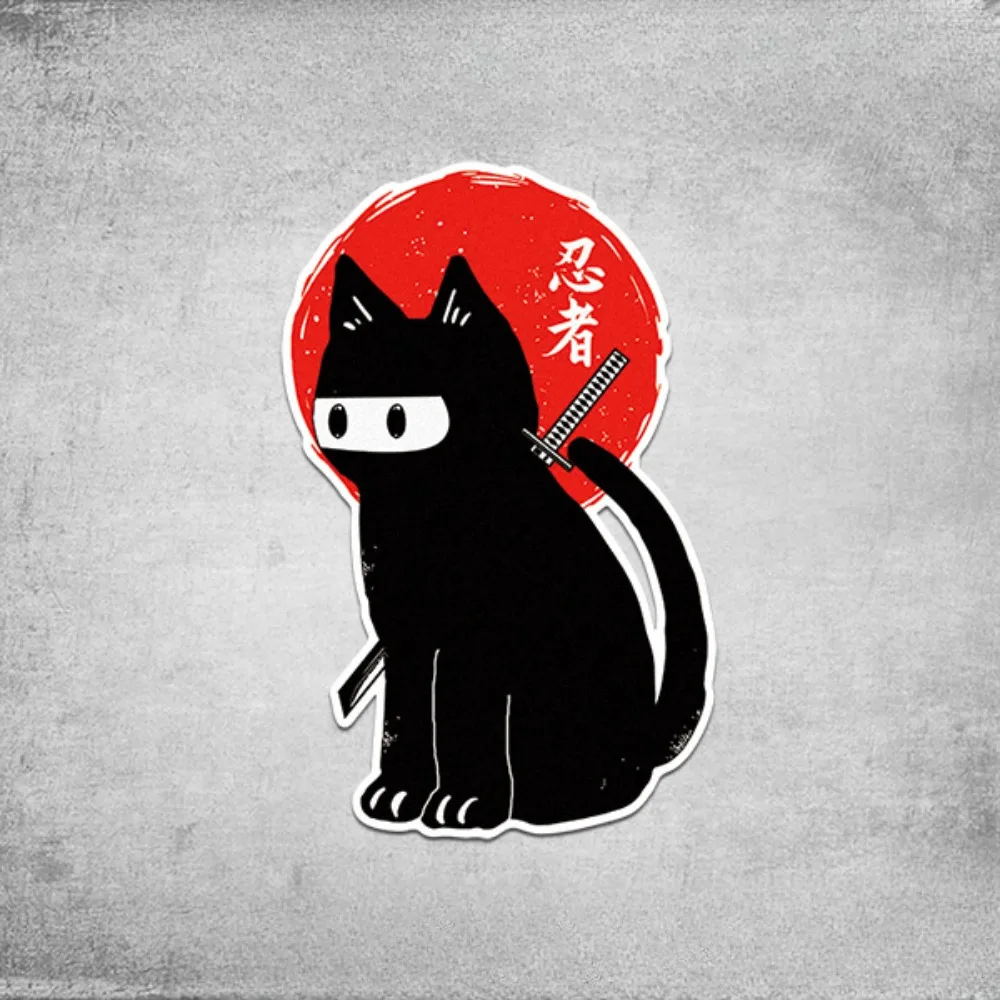 1PC Ninja Cat Sticker, Anime Style Vinyl Decal for Car Motorcycle Laptop,Waterproof Durable, Cool Gift for Japanese Culture