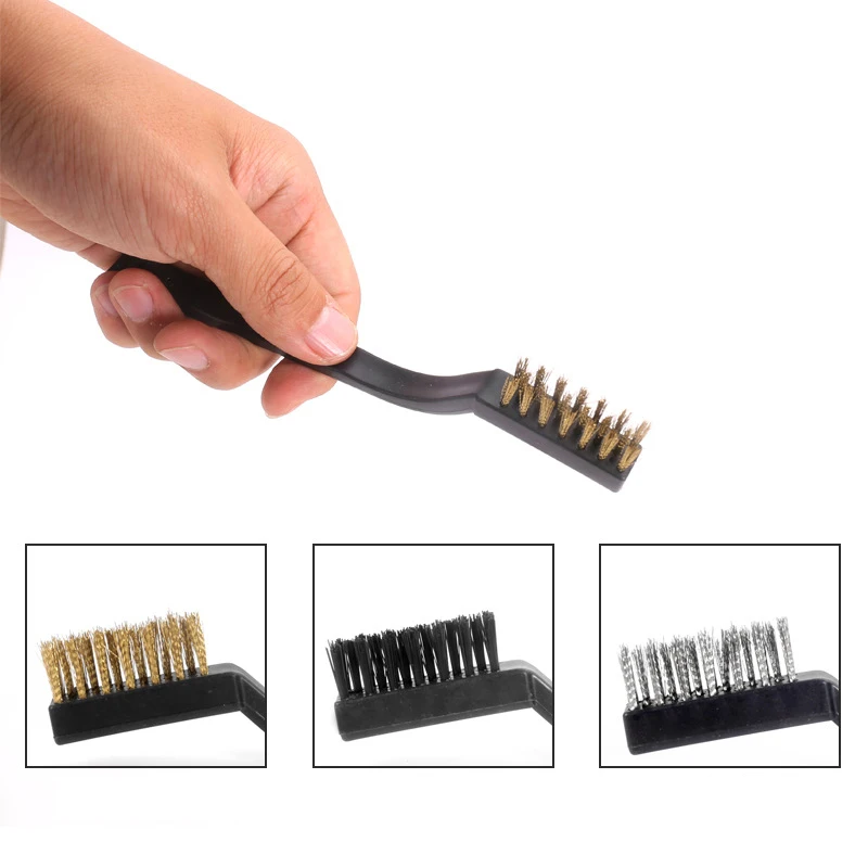 1/6/9pcs Wire Brass Brush 170mm Mini Brushes Micro Steel Brass Rust Remover Paint Remove Metal Scrubbing Polishing Burring Brush