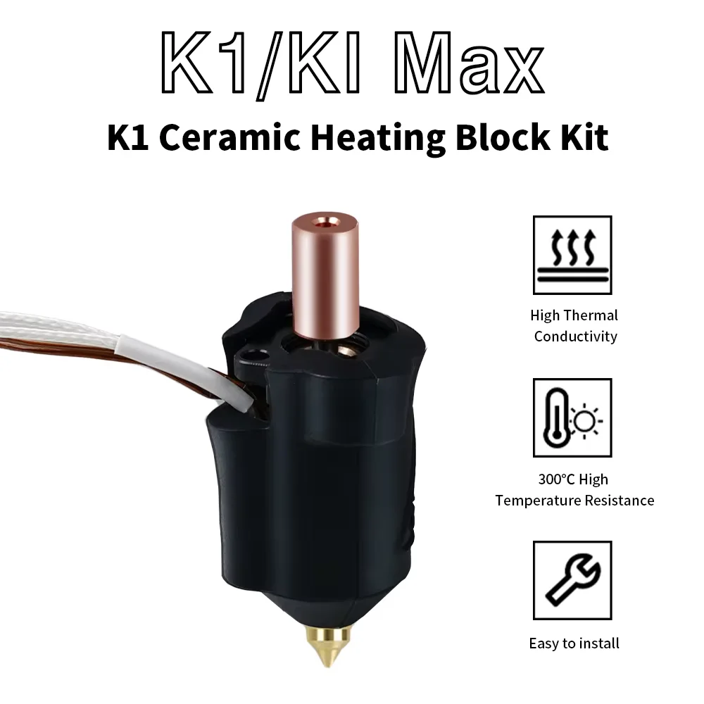 KIT Hotend mis à jour Bi métal K1 HOTEND pour Creality K1/K1 MAX Kit de bloc chauffant en céramique 300 ° Extrudeuse C pour Creality Ender-3 V3 KE