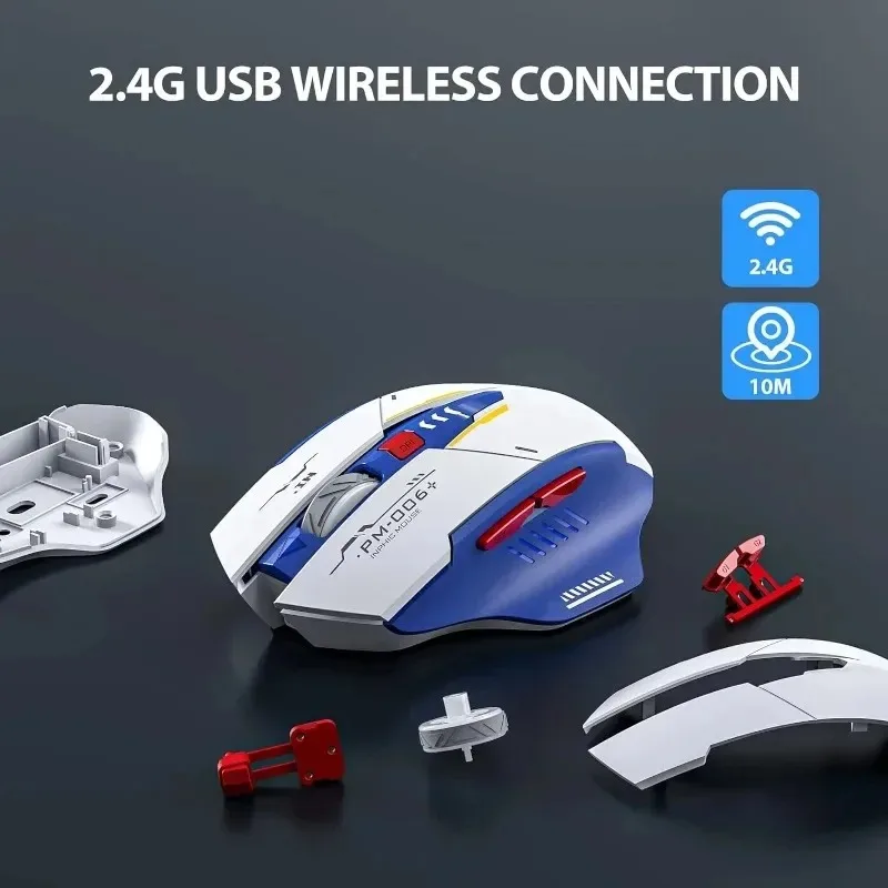 EOENKK Mecha Edition 2.4G Wireless Mouse Silent Rechargeable Mouse Type-C LED Light Mouse For Computer PC Laptop Office Gaming