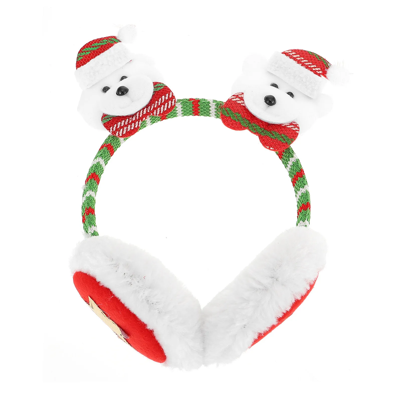 Christmas Earmuffs for Women Men Kids – Warm Fleece Bear Design Ear Covers for Ice Skating, Sledding, New Year Gift