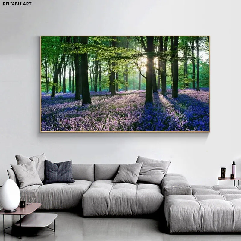 

Nature Green Tree Posters Landscape Flower Canvas Painting Modern And Prints Wall Art Picture For Living Room Decor Cuadros