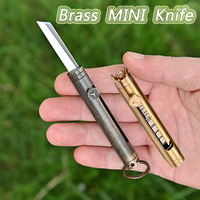 Brass MINI Knife Portable Express Unpacking Knifves High Carbon Alloy Steel Blade Outdoors EDC Tool Keychain Sharp Self-defense