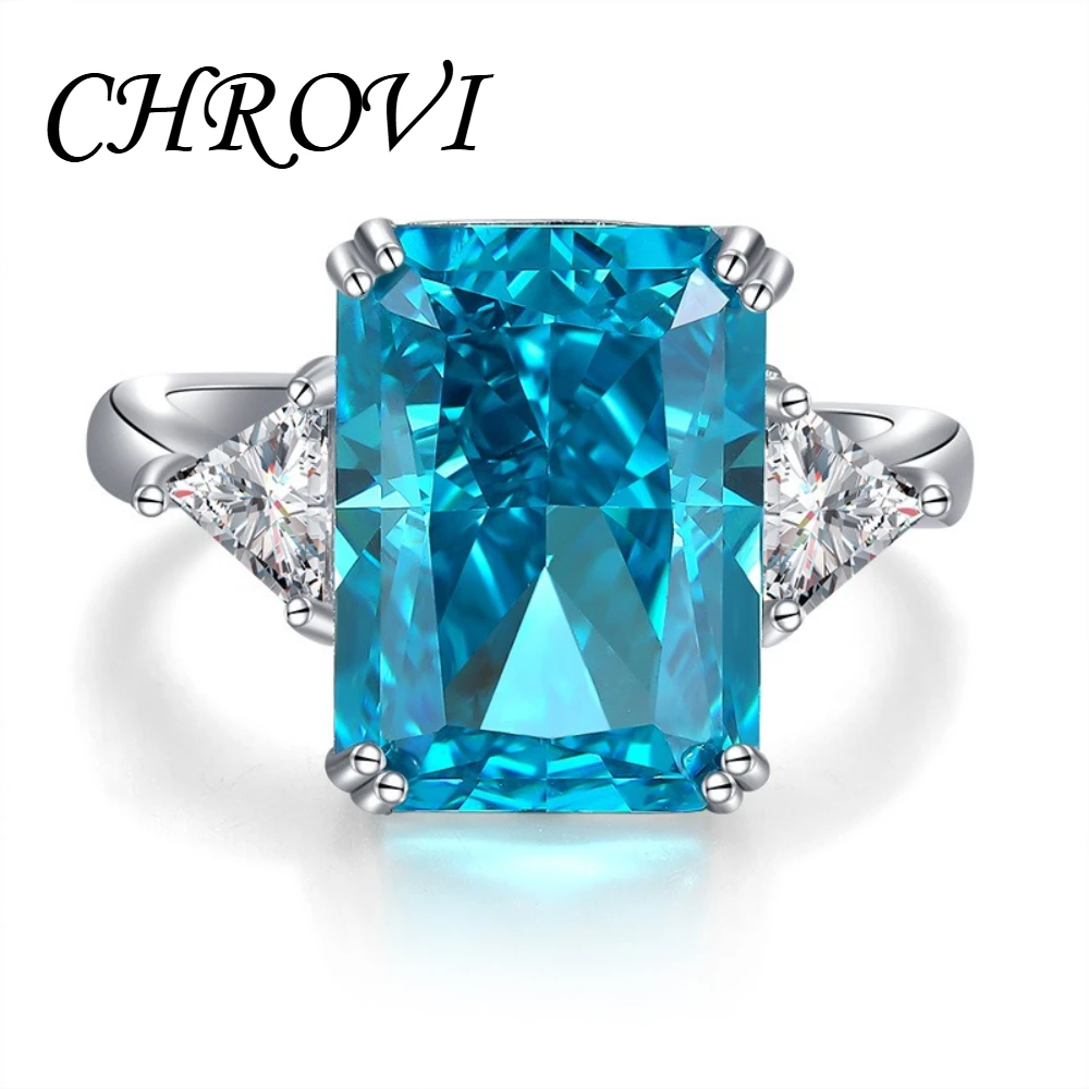 Exquisiter 925 Sterling Silber Quadratischer Blauer Zirkon Großer Kisselförmiger Offener Ring für Damen – Detail 5