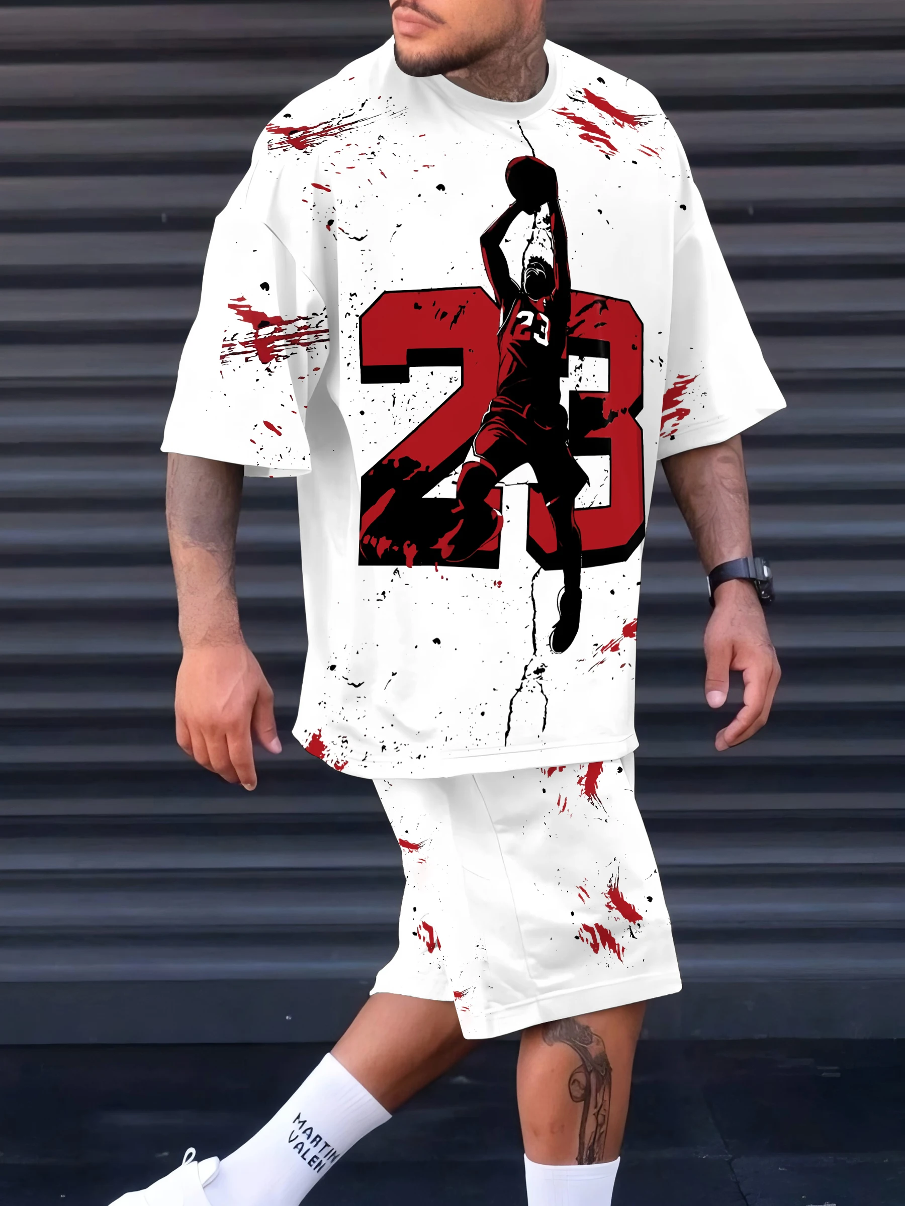 

In The Summer Of 2025, New Men's Wear, 3D Printed Casual Sportswear, T-shirt And Capri Pants Set