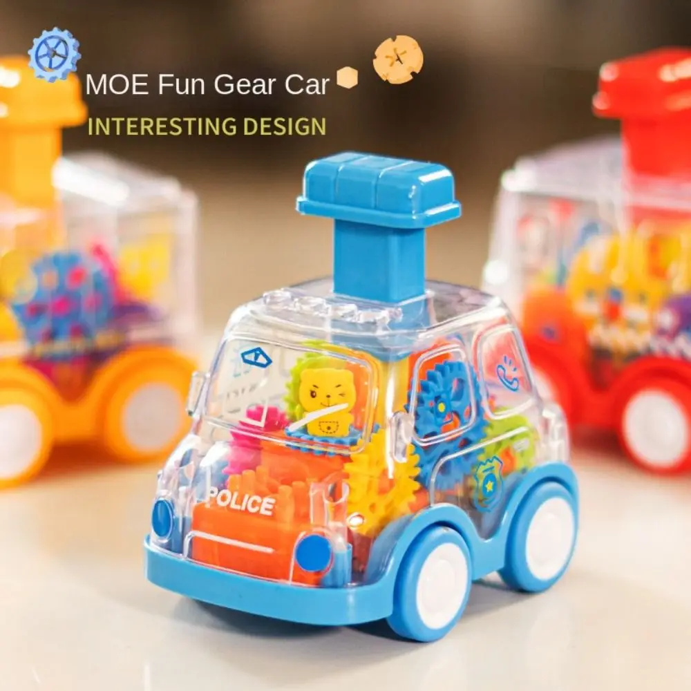 

Press Gear Car Pull Back Boy Flashing Transparent Electric Car Toys LED Light Cartoon Children Inertial Car Kids Toddlers