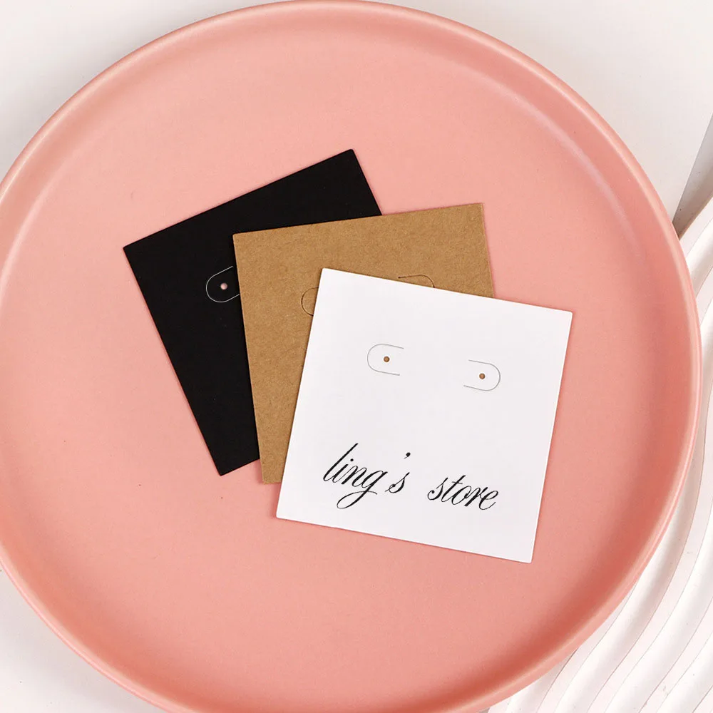 

100 шт. роскошных персонализированных бумажных карточек для ювелирных изделий: колец, серег, подвесок. Модная бумажная упаковка для женских свадебных подарков.