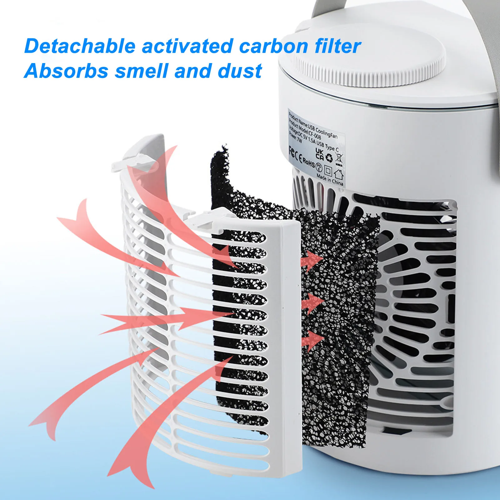 Portable Air Conditioner Personal USB Evaporative Air Cooler Adjustable Wind Speeds Desktop Cooling Fan for Home Camping Office