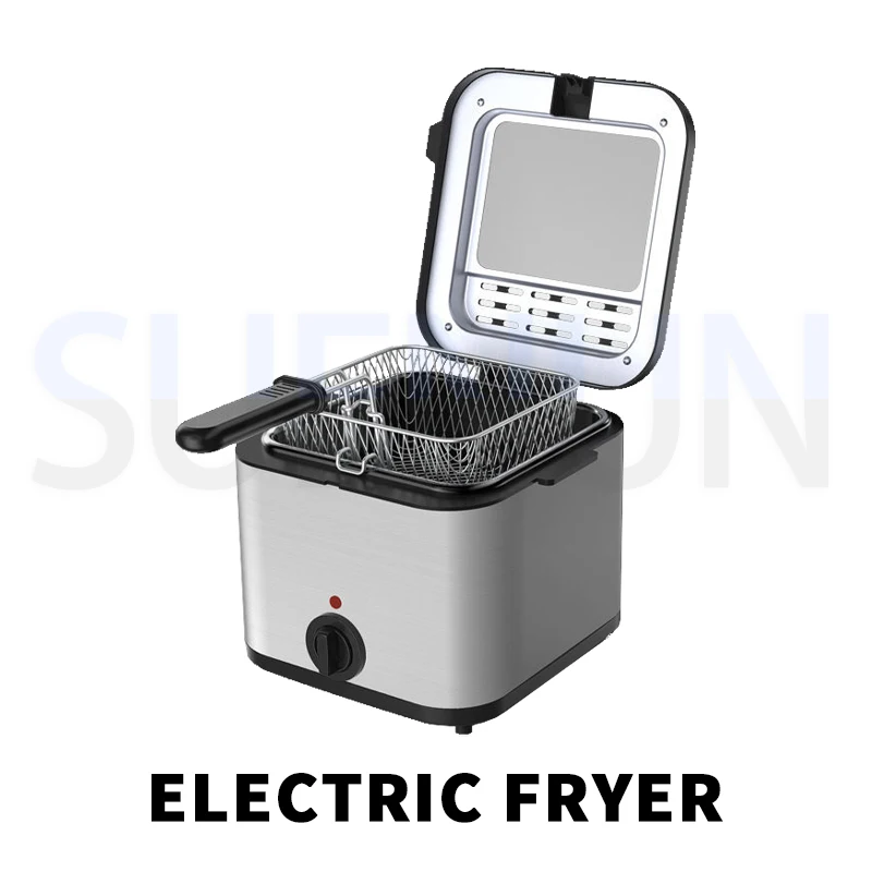 No oily smoke 1.2L electric fryer 220V stainless steel detachable liner household mini constant temperature electric fryer