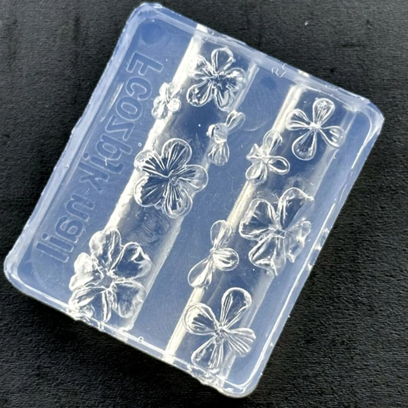 Cinco flores de pétalos, molde de silicona para decoración de uñas en relieve, salón de uñas 3D DIY, accesorios de decoración de uñas, herramienta de manicura