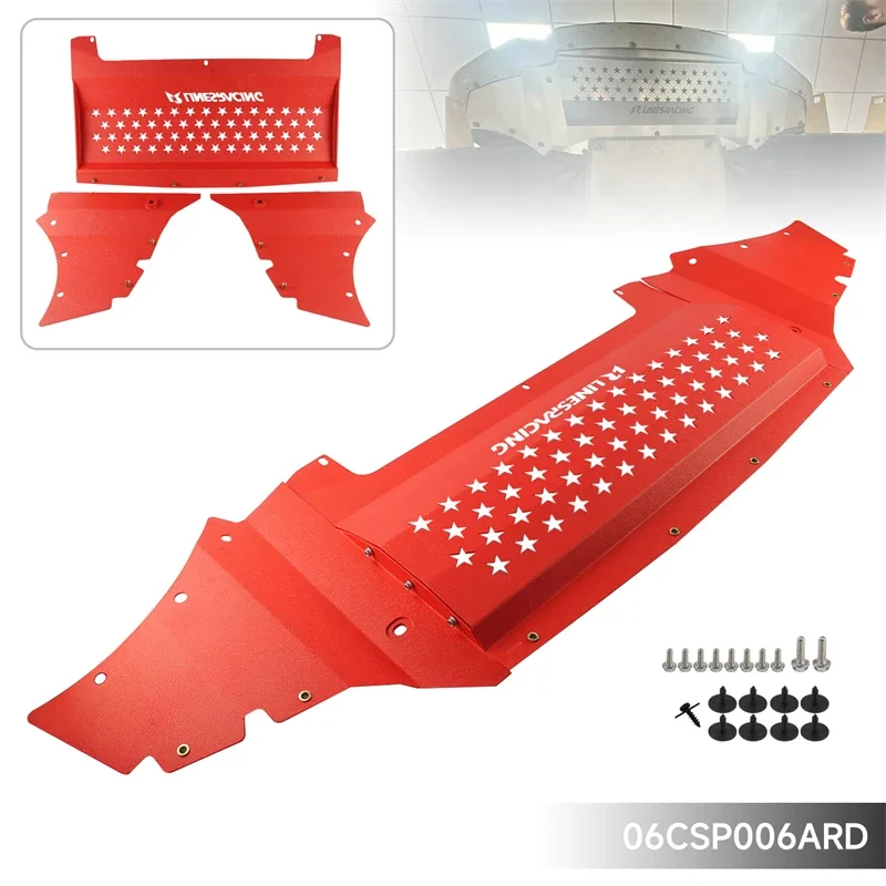 Oil Cooler Skid Plate LINESRACING For BMW M2C F87 M2 Competition S55 Engine 3.0T 2018-2021 Aluminum Wrinkle black /Red/ Silver