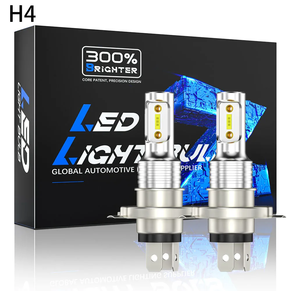 

2PCS H4 LED Light 20W 650LM 9005 9006 H11 H7 Cob Chips Headlight Canbus 1860CSP Car High Close Lamps Auto With Fan Turbo Lights