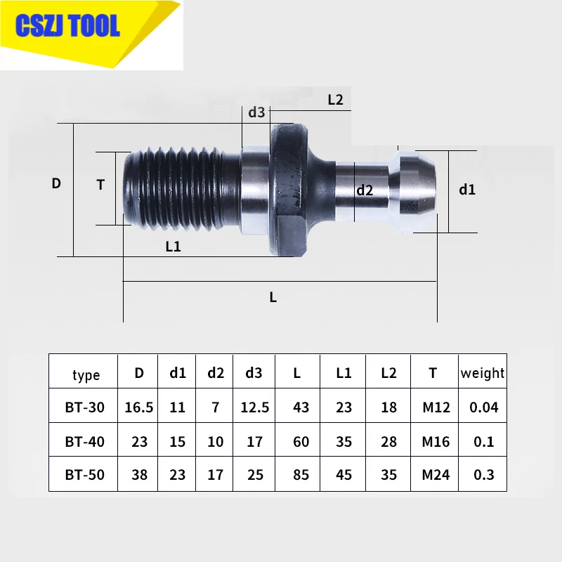 BT JT Mazak sSeries Pull Stud BT30 BT40 BT50-45/60/90 Degree M10/12/14/16 Ppulling Nnails Used Coordinate BT30/40/50 Tool Holder