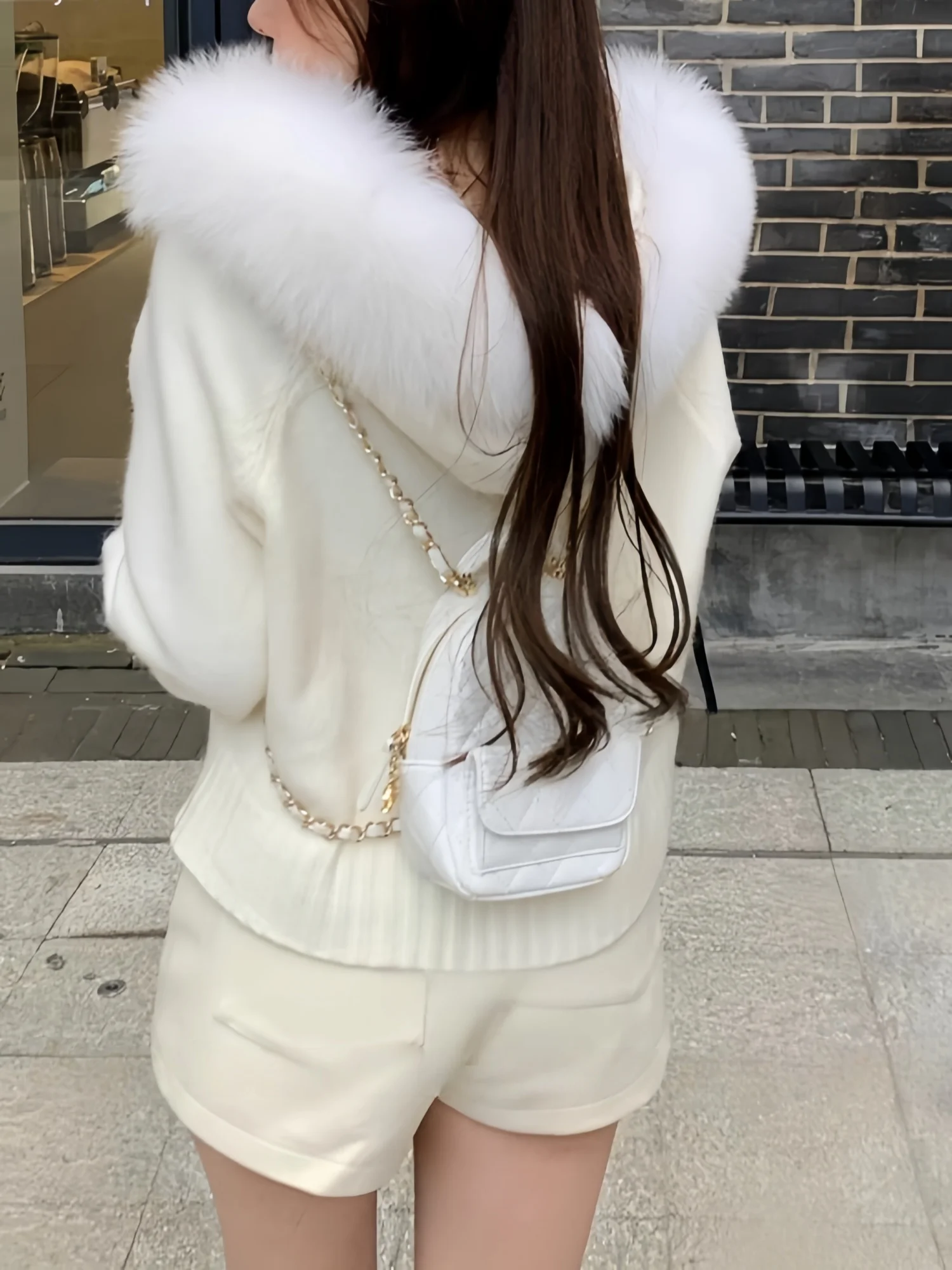 여성용 탈부착 가능한 플러시 칼라 지퍼 니트 가디건, 달콤하고 귀여운 스타일, 여성의 가을, 겨울 일상복, 쇼핑 및 데이트에 적합