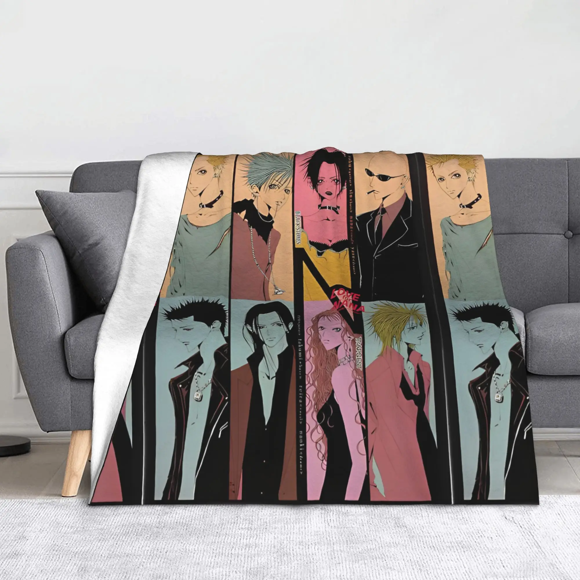 Nana The Black Stones and Trapnest Band Spread Knitted Blankets Anime Fleece Throw Blanket Summer Air Conditioning Bedspreads