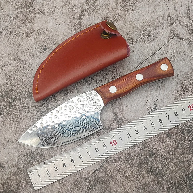 Handmade Forged Bone Removal Fish Killing Knife Stainless Steel Blade Wood Handle Steak Knife Barbecue Knife Survival