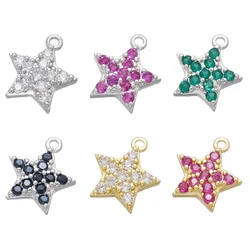 ZHUKOU 3pcs/lot CZ crystal star earrings charms small pendant for Jewelry making accessories supplies wholesale VD837