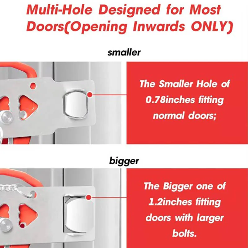 Portable Door Lock for Home Double Hole Anti-theft Chain Lock for Room Hotel Anti Theft Security Lock for Apartment and College