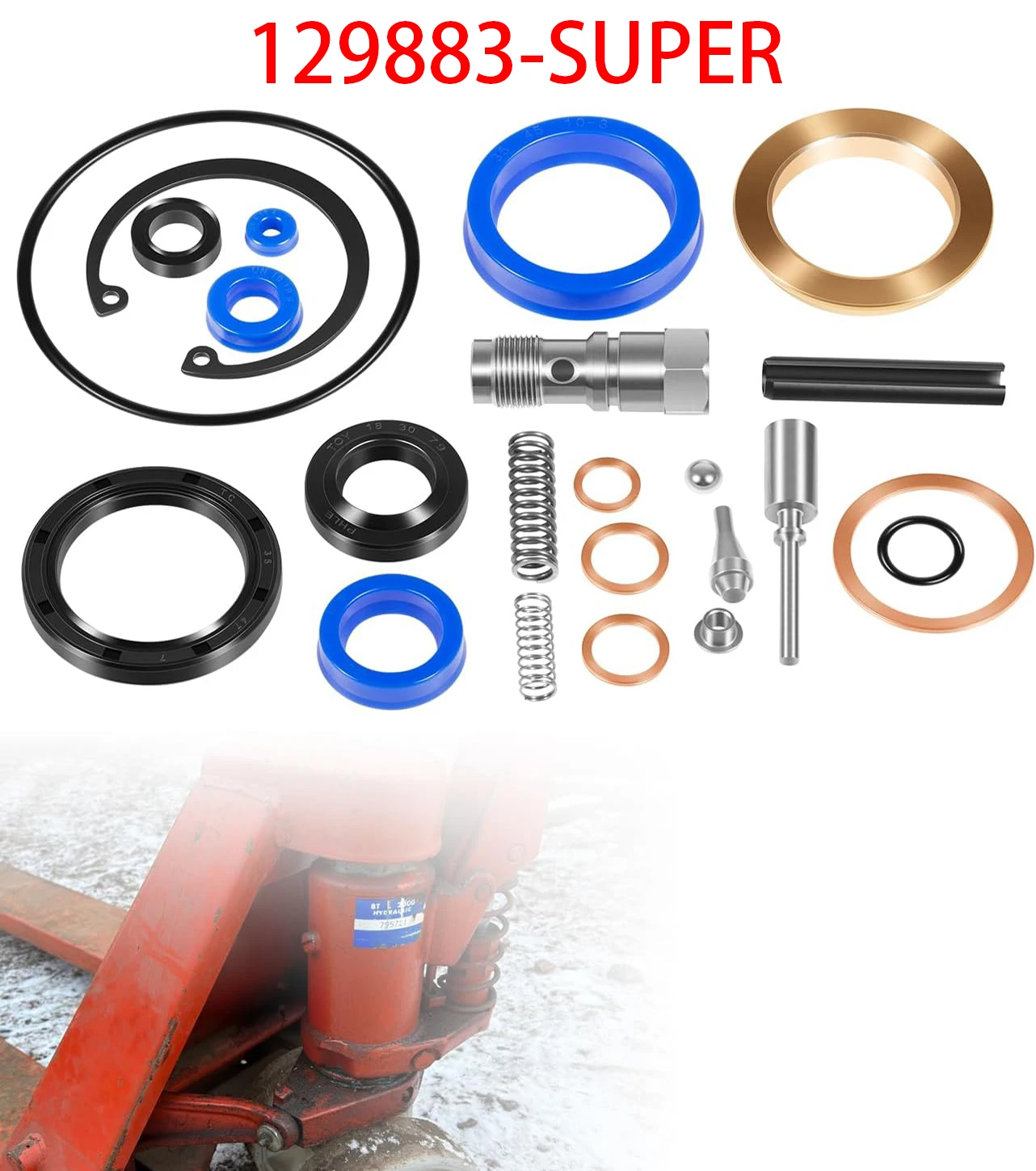 MX 129883-SUPER Seal Kit Compatible with BT L2000 L2000-U L2300 L2300-U Manual Pallet Jacks, Hydraulic Unit Rebuild Repair Kit