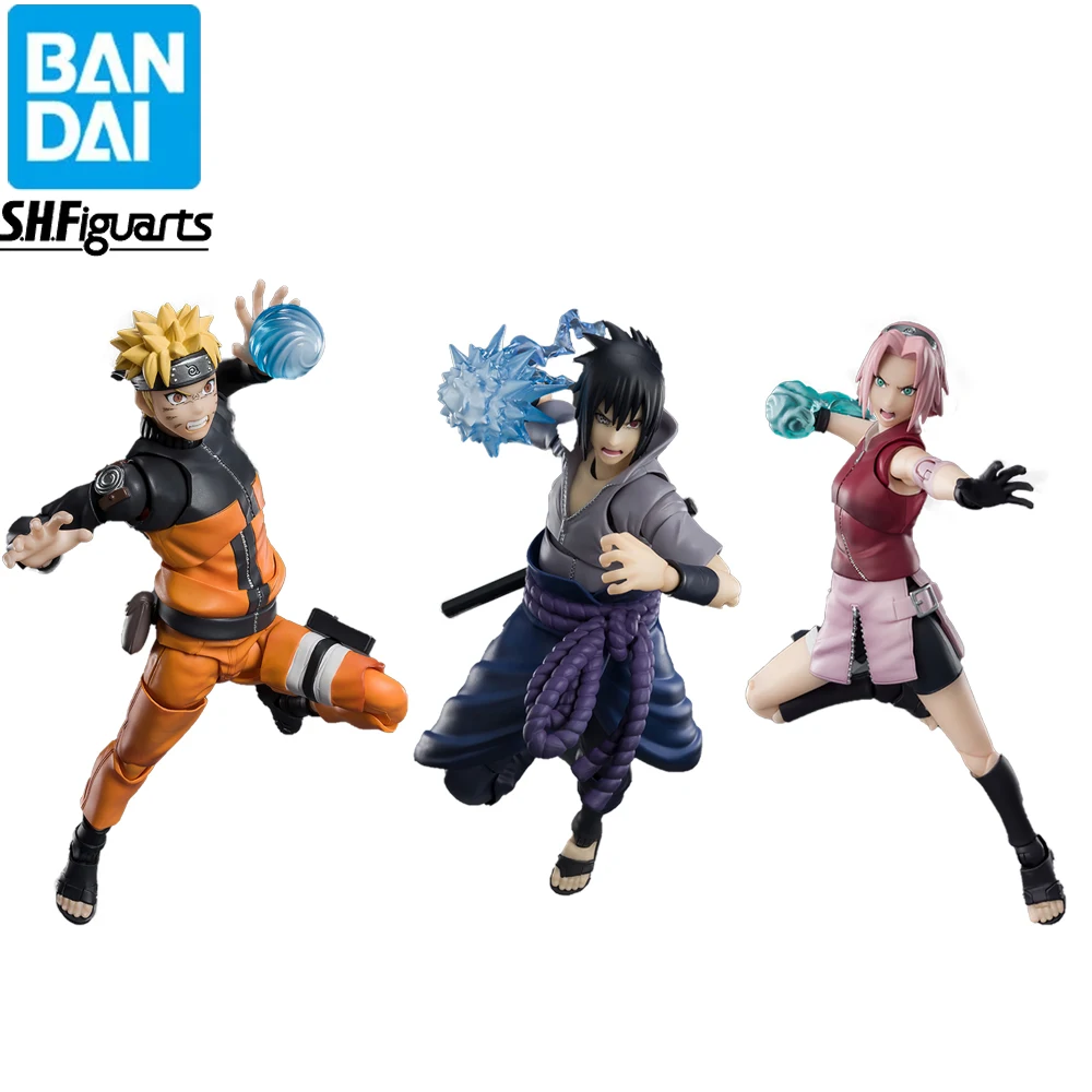 

In Stock Original BANDAI S.h.figuarts Naruto Team 7 Uzumaki Naruto Uchiha Sasuke Sakura Collectible Model Toys Action Figure