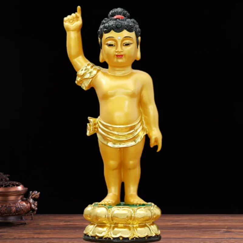 Bathing Prince Siddhartha Statue - Shakyamuni Buddha Birth Sculpture, Premium Resin Shrine Centerpiece & Home Decor