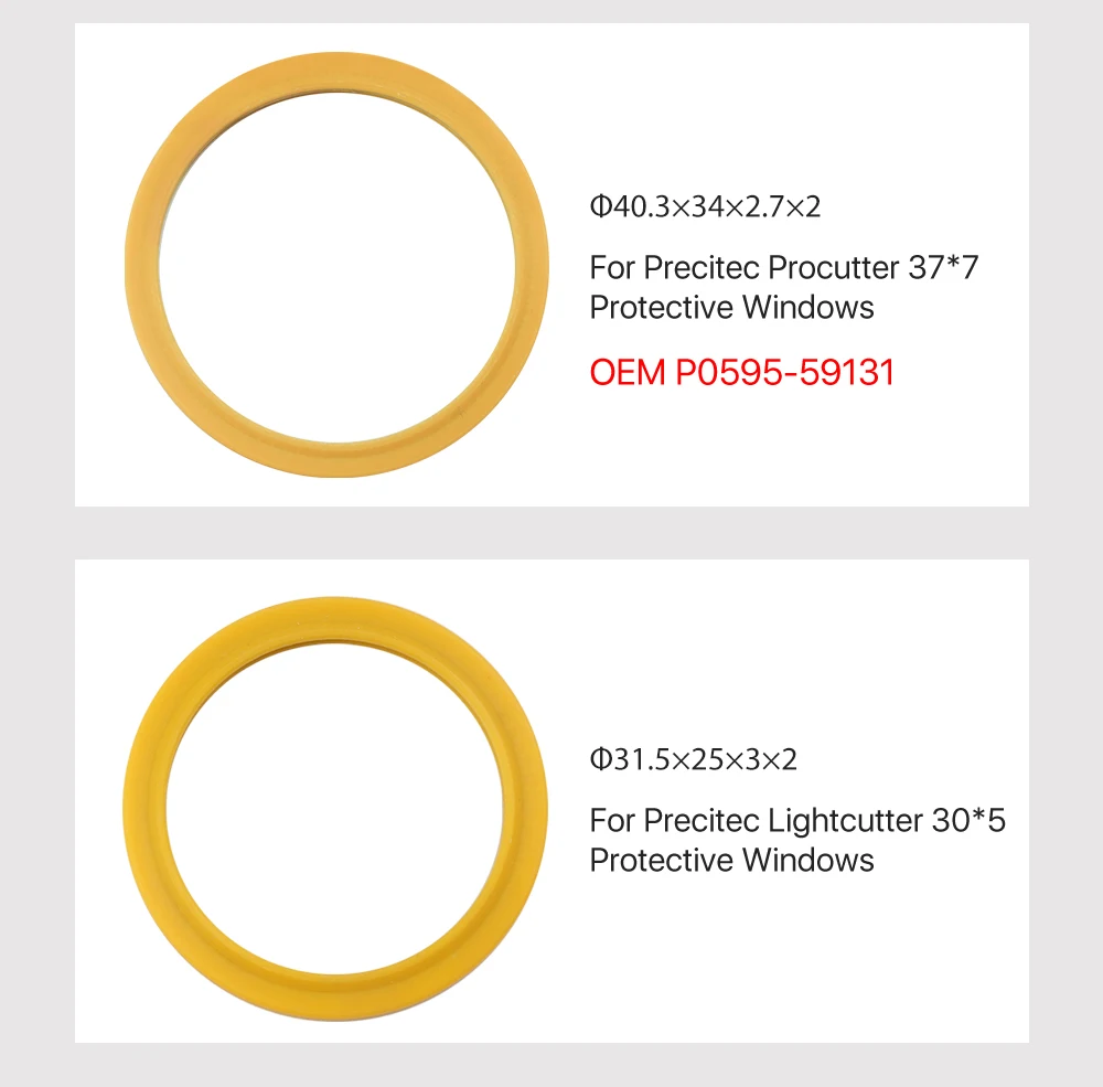 Ultrarayc Laser-Dichtungsring für Precitec-Schutzfenster 37 x 7/30 x 5 und Precitec ZM ProCutter DR P0595–59131 40,3 x 33 x 2,7 mm – Detail 3
