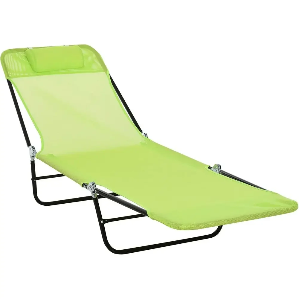 Green Reclining Outdoor Beach Lawn Chaise Lounge Chair Poolside Patio Furniture