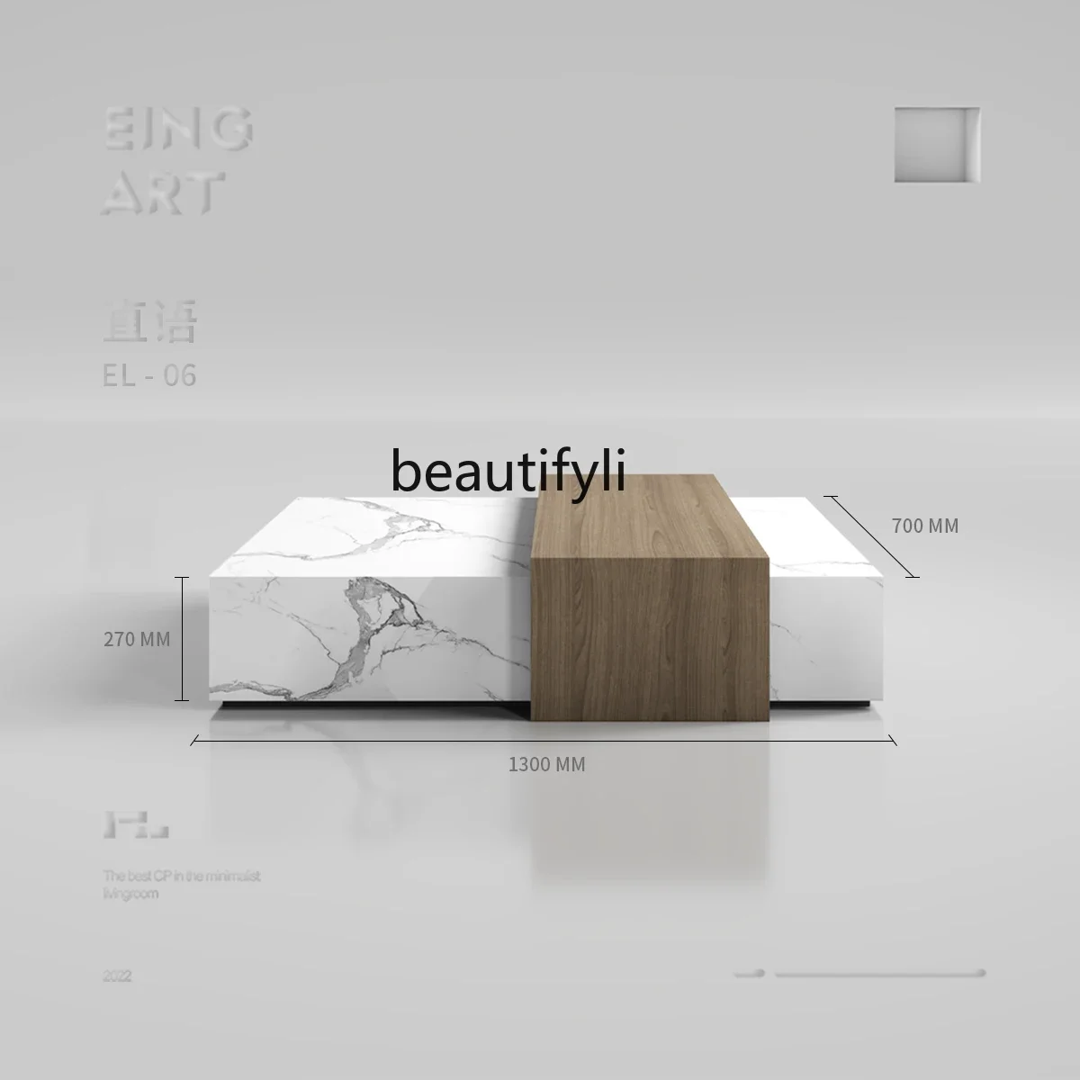 a13 Italian Minimalist Designer Sample Room Stone Plate Coffee Table Light Luxury Modern Large Flat Floor High-End Feeling