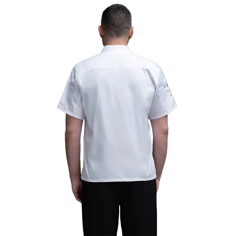 Chef camisa de manga curta para homens, Roupa de trabalho para hotel, Restauração, Restaurante ocidental, Cozimento de cozinha