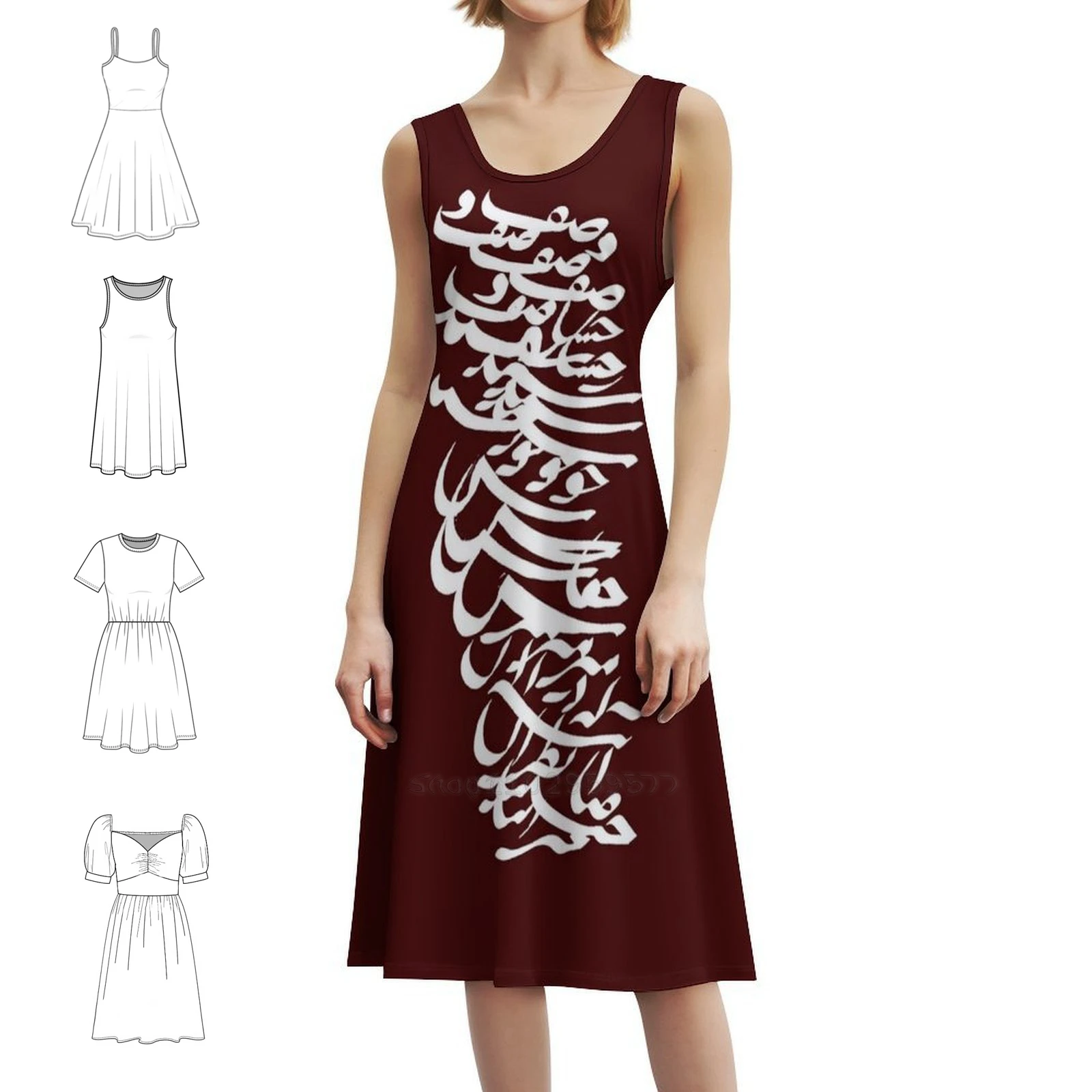 إيران وقصيدة إيران في الفارسي التي شيرت خمر فستان بوهيمي نفخة الأكمام أو بلا أكمام خيارات للنساء فستان إيران طهران #1