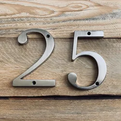 1pc Silver 101mm Modern House Number Outdoor 4 inch Zinc Alloy Apartment Door Numbers Mailbox Address Sign #0-9 With Screws