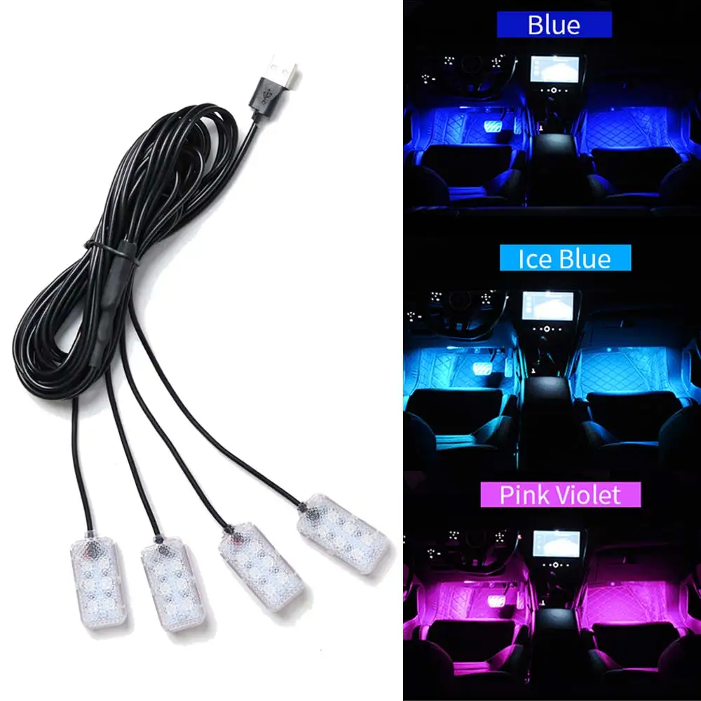 Auto Neonlicht Fußlicht ﻿ LED Innen Umgebungs Fuß Licht Hintergrundbeleuchtung Zigarette/USB Atmosphäre Lampe Auto Dekorative Zubehör