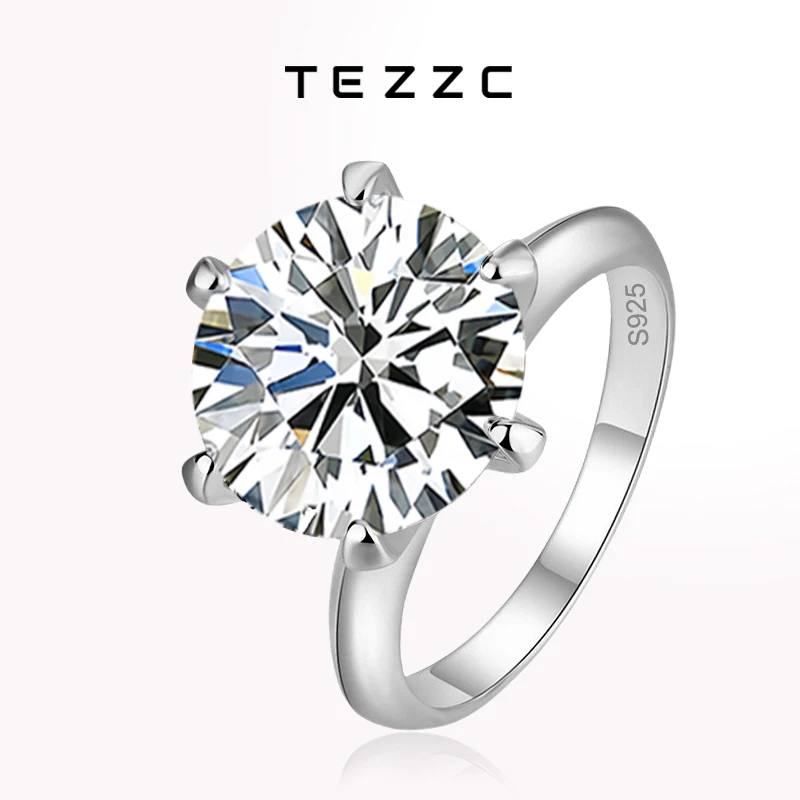Tezzc 1ct 2ct 3ct 5ct Moissanite Anello di fidanzamento per le donne 925 Sterling Silver Anelli di diamanti Gioielli all'ingrosso con certificato